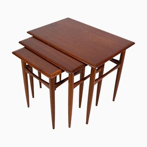 Tavolini ad incastro in teak, Danimarca, anni '60, set di 3