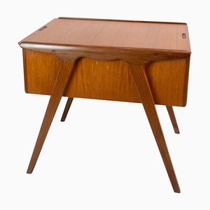 Mesa de costura danesa de madera de teca, años 60