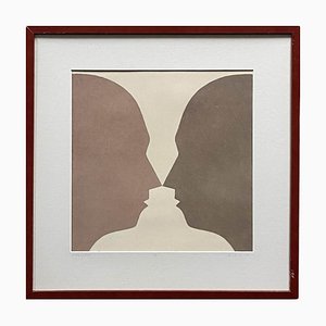 Beate Selzer, Two Silhouette Faces, 1990s, Lithograph, Framed