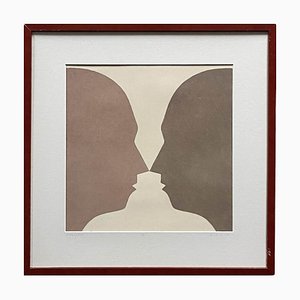 Beate Selzer, Two Silhouette Faces, 1990s, Lithographie, Encadré