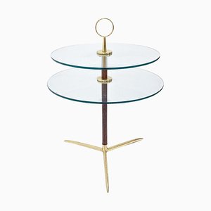 Table d'Appoint Mid-Century en Laiton et Verre, Italie, 1960s