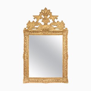 Specchio da parete antico in legno dorato, Francia, XVIII secolo