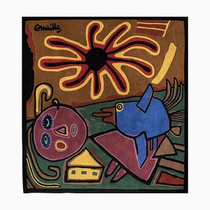 Tapis L'Oiseau Bleu Grand Soleil par Corneille