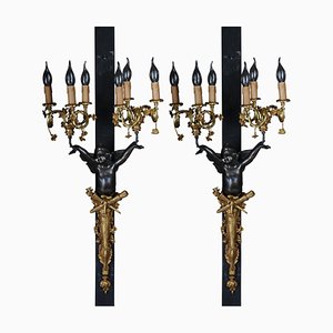 Empire Gilt Bronze Putto Sconces, Set of 2