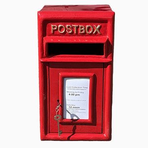 Red Post Box with 2 Keys in Cast Iron & Steel