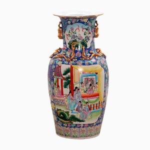 Chinese Hand Painted Ceramic Vase, 1980s