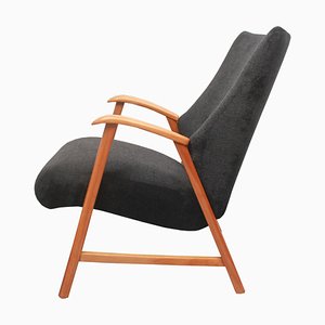 Fauteuil en Merisier et Velours, 1950s