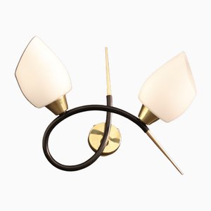 Sconce with Brass and Glass Shades from Lunel, France, 1960s