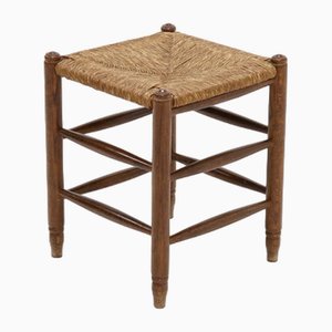 French Oak and Rush Stool, 1950s