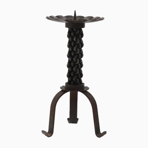 Brutalist Sculptural Wrought Iron Candleholder, 1960s