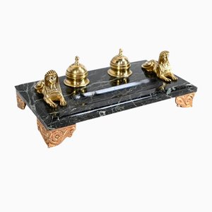 Vintage Inkwell in Bronze and Marble