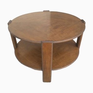 Tavolino da caffè rotondo Mid-Century in quercia