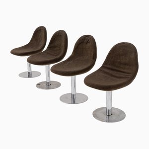 Italian Space Age Chairs in Metal and Velvet, 1970, Set of 4