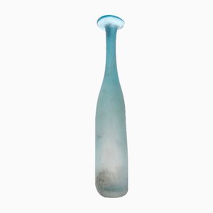 Hellblaue italienische Vintage Scavo Glas Flaschenvase von Gino Cenedese, 1960er