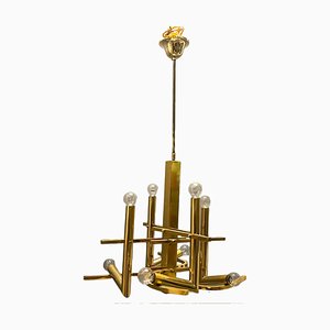Vintage Brass Hanging Lamp by Gaetano Sciolari, 1970s