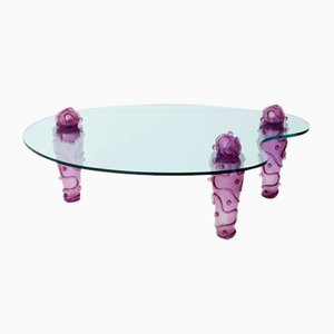 Grande Table Basse Violette en Verre et Résine par Mattia Bonetti pour Garouste & Bonetti, 1990s