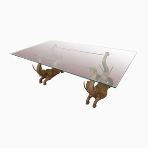 Vintage Elephant Coffee Table in Brass, 1970s