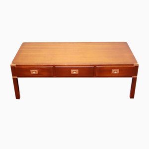 Large Yew Wood Military Campaign Coffee Table