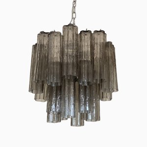 Lustre Tronchi en Verre Murano Gris de Style Venini de Simoeng