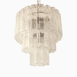 Lámpara de araña con tubos cuadrados transparentes de cristal de Murano de Simoeng