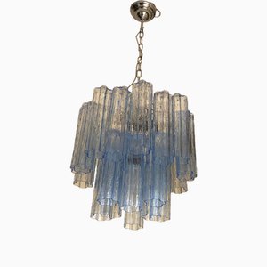 Lámpara de araña Tronchi en azul de cristal de Murano de estilo Venini de Simoeng