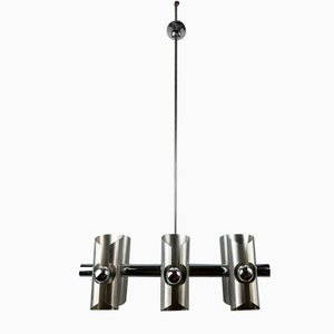 Vintage Six-Flame Sputnik Chandelier in Metal and Chrome, 1970s