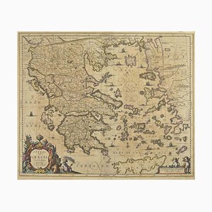 Johannes Janssonius, Antike Landkarte von Griechenland, Radierung, 1650er