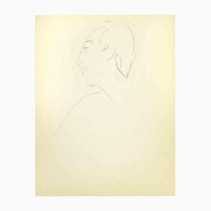 Flor David, Esquisse pour un Portrait, Dessin au Crayon sur Papier, Milieu du 20ème Siècle