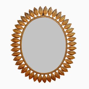 Vintage Spanish Tôle Sunburst Mirror with Copper Patina, 1960s