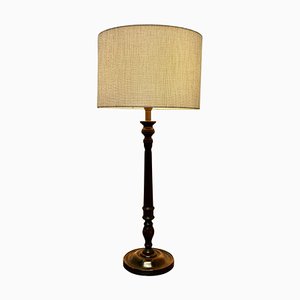 Tall Turned Dark Wood Table Lamp, 1920s