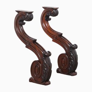 Antique Console Table Legs in Rosewood, Set of 2