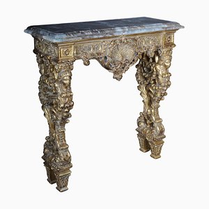 20th Century Wall Console Gilded with Marble Model attributed to F. Linke