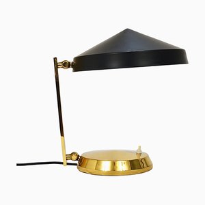 Schwarze Mid-Century Tisch- oder Schreibtischlampe aus Messing, Österreich, 1960er