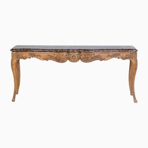 Large 19th Century French Oak Side Table with Marble Top