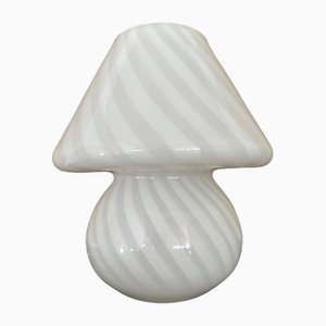 Große Mushroom Tischlampe aus weißem Muranoglas, 1970er