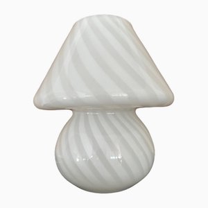 Lampada da tavolo a forma di fungo in vetro di Murano bianco, anni '70
