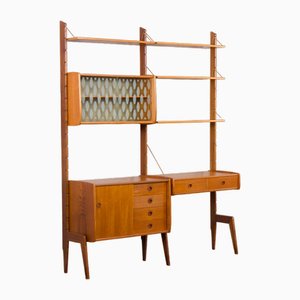 Scandinavian Freestanding Home Office Wall Unit with Desk by J. Texmon, 1960s