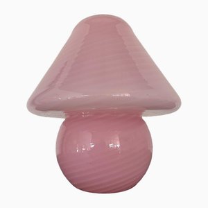 Grande Lampe de Bureau Champignon de Murano en Rose Swirl, 1970