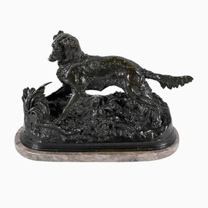 Pierre-Jules Mêne, Spaniel Dog, XIX secolo, Bronzo su base in marmo