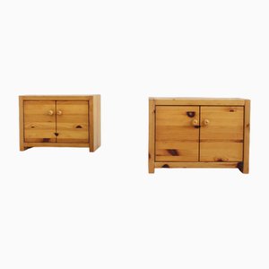 Vintage Pinewood Nightstands, Set of 2