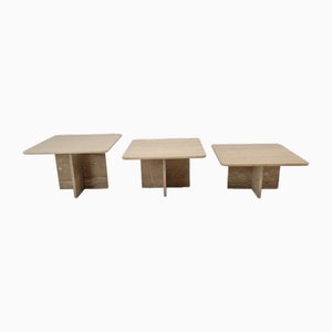 Italian Travertine Coffee or Side Tables, 1990s, Set of 3