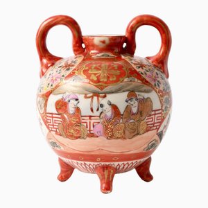 Jarrón Kutani Ware japonés antiguo de porcelana, década de 1890