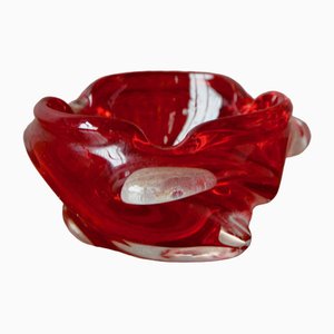 Vintage Ashtray in Red Murano Glass