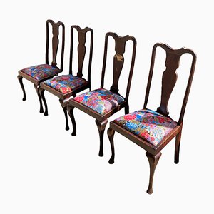 Antique Queen Anne Style Dining Chairs, Set of 4