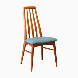 Chair Model Eva in Teak and Turquoise Wool Upholstery by Niels Koefoed for Koefoeds Møbelfabrik, 1960s