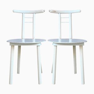 White Wooden Chairs, Italy, 1980s, Set of 2