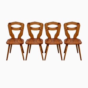 Savoyard Pine Chairs, 1950s, Set of 4