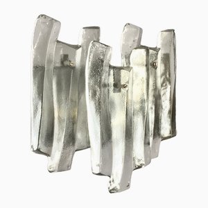 Triple Panel Ice Block Glass Sconces from Kalmar, Austria, 1970s, Set of 2