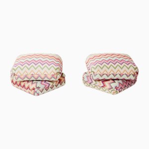 Set of Ottomans in Missoni Fabric by Jacques Charpentier for Maison Jansen, 1970s