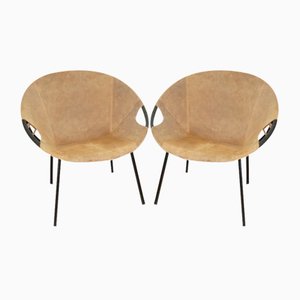 Beige Ballon Chairs in Suede from Lusch & Co., Set of 2